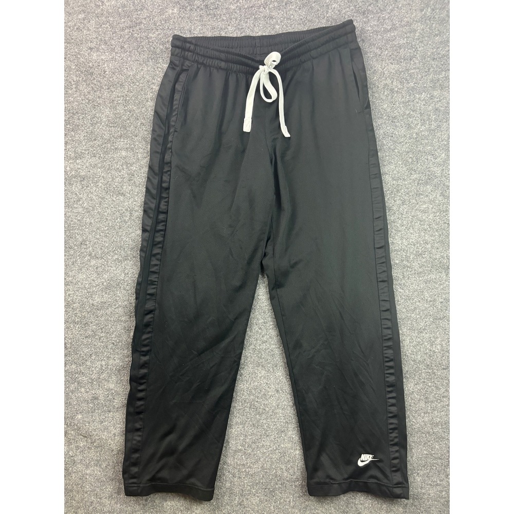 Nike Track Pants Mens XL Black Mesh Side Stripe Drawstring Athletic Trousers